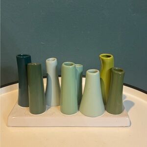 Chive Pooley 2, Ceramic Flower Vase, 8-Tube Shape in Green